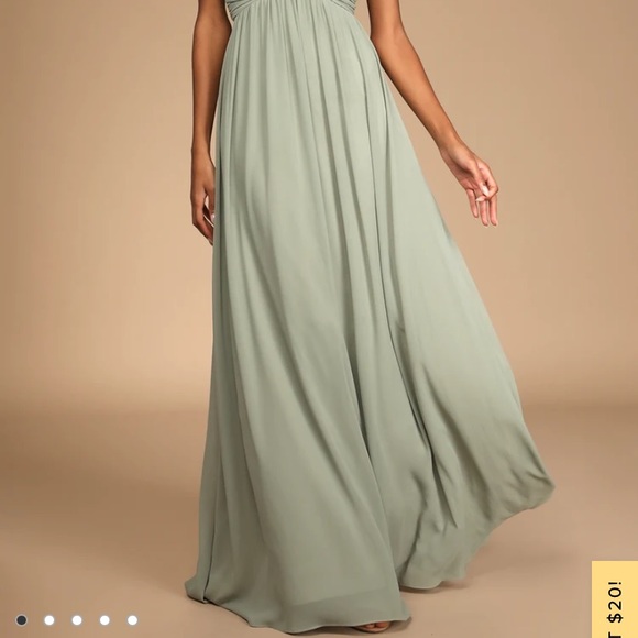 Lulu’s Easy To Love You Sage Brush Twist-Front Dress with Pockets - Picture 3 of 16